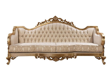 Three-seater Classic s baroque rococo upholstered sofa in goldwood quality